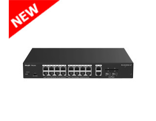 Ruijie-Reyee RG-ES220GS-LP 20-Port Gigabit Smart Cloud Managed PoE Switch with 16x 1G PoE/PoE+ Ports, 2x 1G RJ45 Ports, 2x 1G SFP Ports and 130W PoE Power Budjet