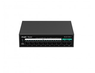 Ruijie-Reyee RG-ES110FG-P 8-Port 10/100 Mbps Unmanaged PoE/PoE+ Switch with 2 Gigabit Uplink Ports