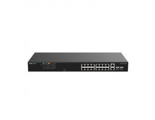 Ruijie-Reyee RG-ES118FGS-LP 16-Port 10/100 Mbps Unmanaged PoE/PoE+ Switch with 2 Gigabit RJ45/SFP Combo Ports