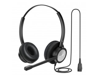 Supervoice SVC-122 Professional HD Call Center Headset Dual with QD and Uni-directional Noise Cancelling Mic, W/O Bottom Cable